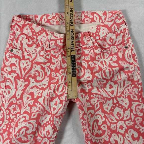 Old Navy Rockstar Women’s Skinny Jeans Coral White Floral Print Size 4 - Picture 8 of 9